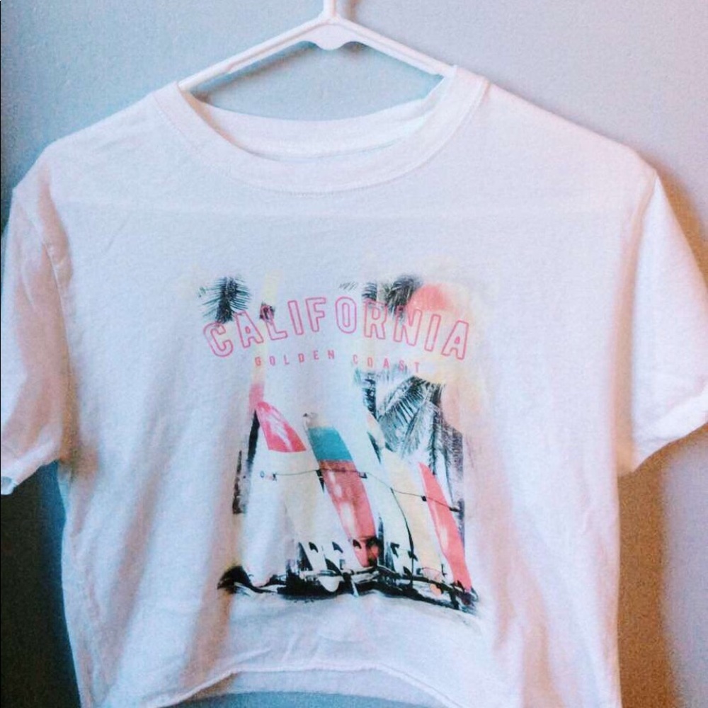 A white cropped beach graphic tee! :)